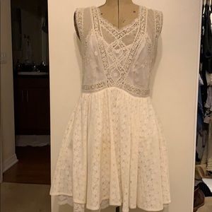 Free People white embroidered mini dress